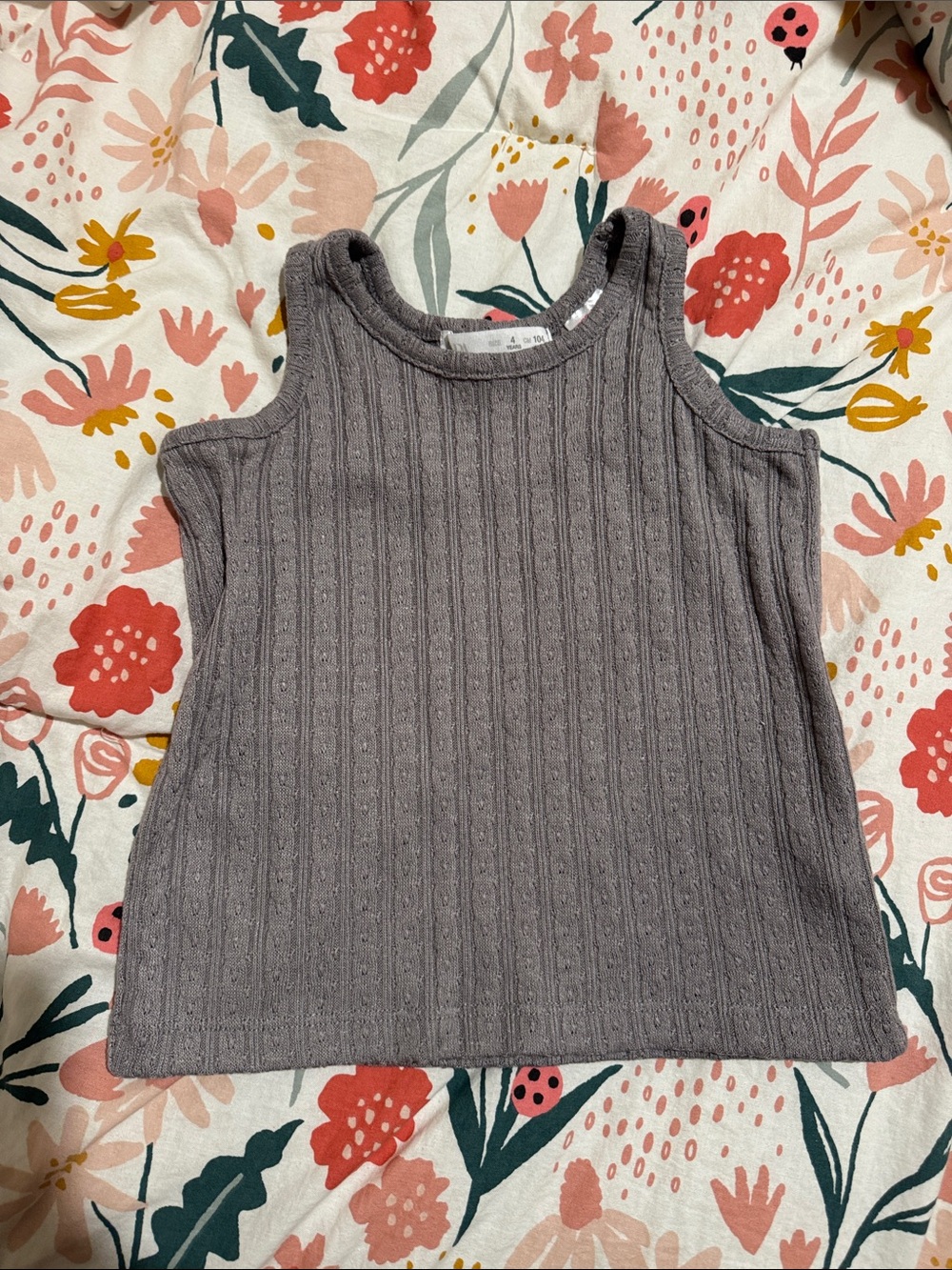 Zara Girls' Ribbed Tank Top - Gray